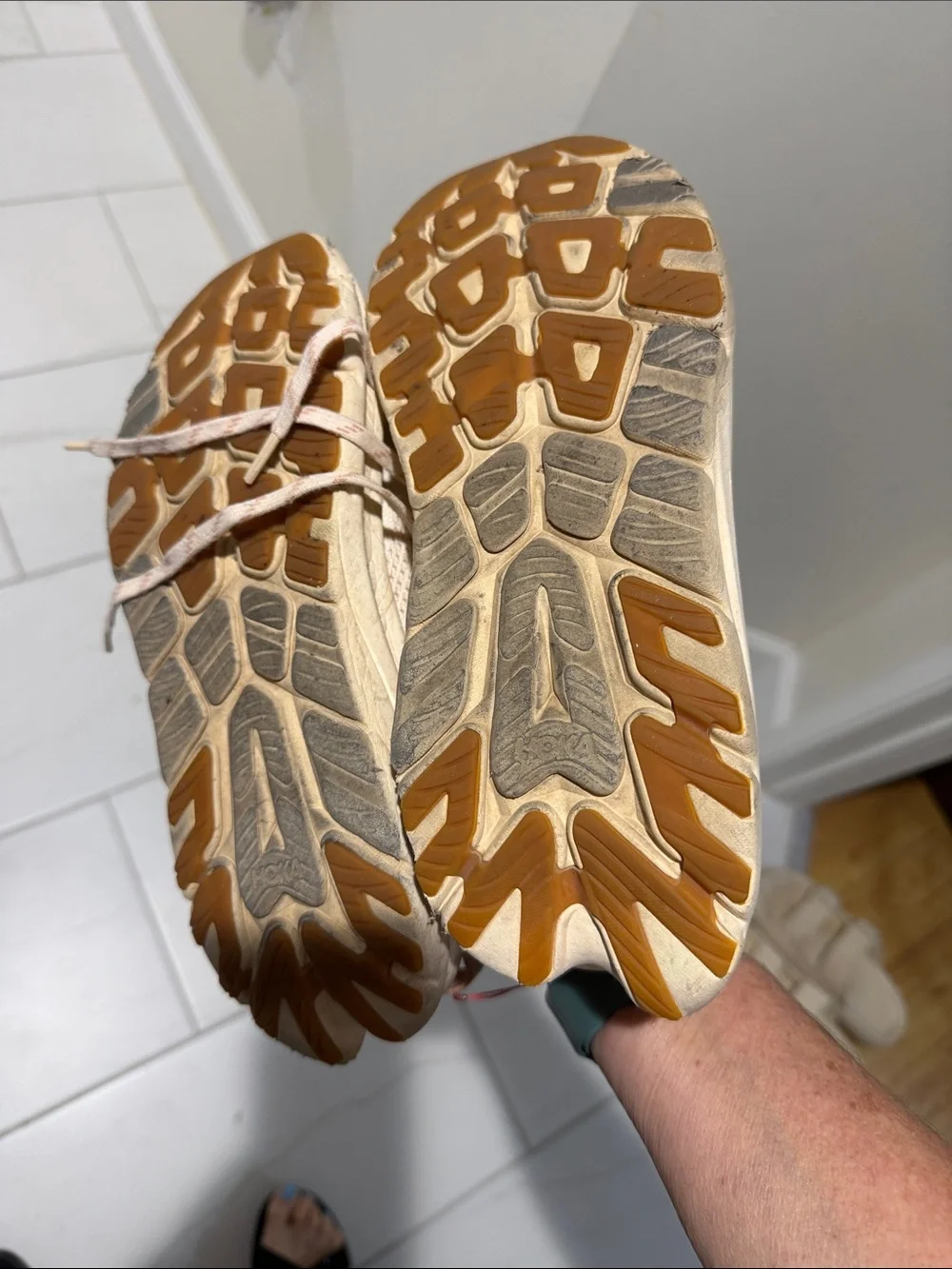 Hoka One One Women's Cream and Blush Running Shoes